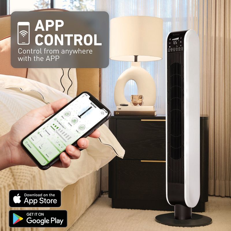 slide 2 of 12, Holmes 40' Wi-Fi Tower Oscillating Fan with Clean Breeze, 1 ct