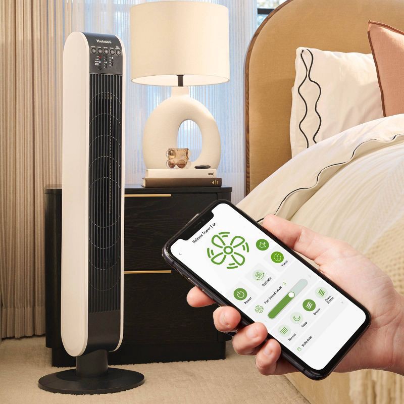 slide 11 of 12, Holmes 40' Wi-Fi Tower Oscillating Fan with Clean Breeze, 1 ct