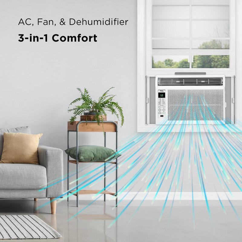 slide 2 of 8, TCL 6000 BTU Window Air Conditioner Fan and Dehumidifier 250sqft Remote Control (H6W23W): 3 Speeds, 115V, 142 CFM, 1 ct