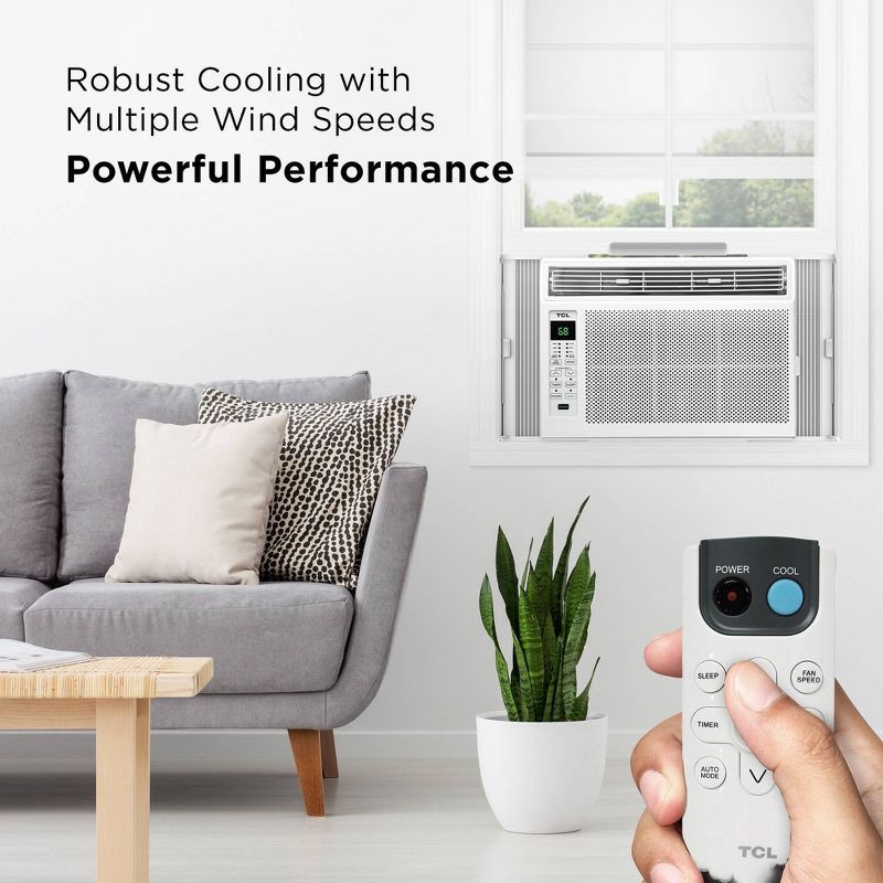 slide 4 of 8, TCL 6000 BTU Window Air Conditioner Fan and Dehumidifier 250sqft Remote Control (H6W23W): 3 Speeds, 115V, 142 CFM, 1 ct