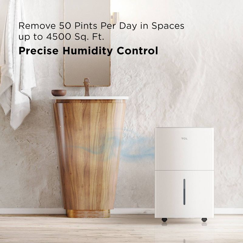 slide 3 of 9, TCL 4500sqft Smart Dehumidifier Energy Star Most Efficient 2024 50 Pints Per Day (H50D44W), 50 pint