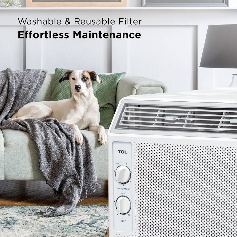 slide 6 of 8, TCL 5000 BTU Window Air Conditioner 150sf.ft Reusable Filter Compact Design (H5W33M): 2 Speeds, 115V, 6ft Cord, 6 ft