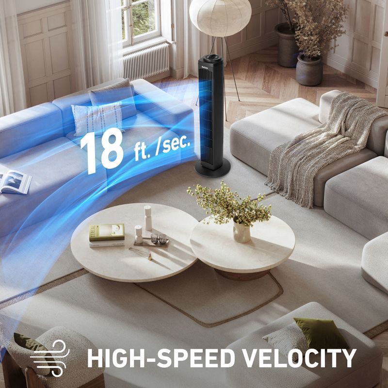 slide 2 of 8, Holmes 29" Manual Tower Oscillating Fan with Clean Breeze, 1 ct