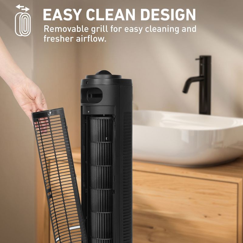 slide 4 of 8, Holmes 29" Manual Tower Oscillating Fan with Clean Breeze, 1 ct