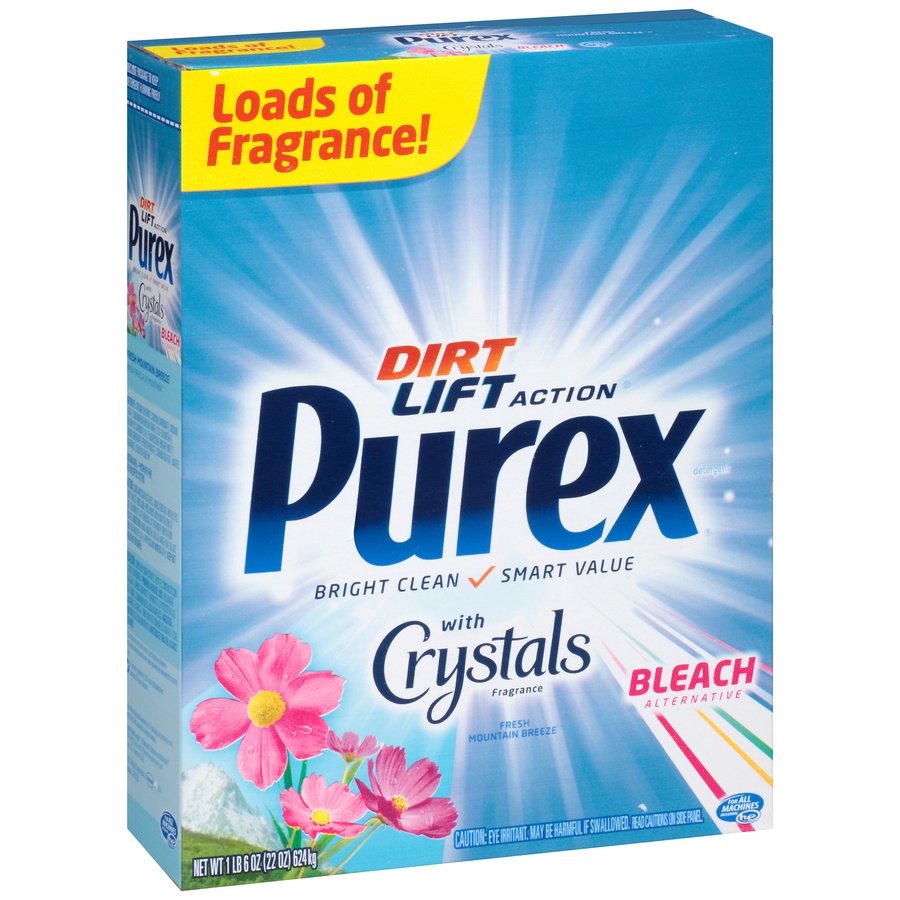 slide 6 of 7, Purex Dirt Lift Action with Crystals Fragrance & Bleach Alternative Fresh Mountain Breeze Laundry Detergent, 1.375 lb