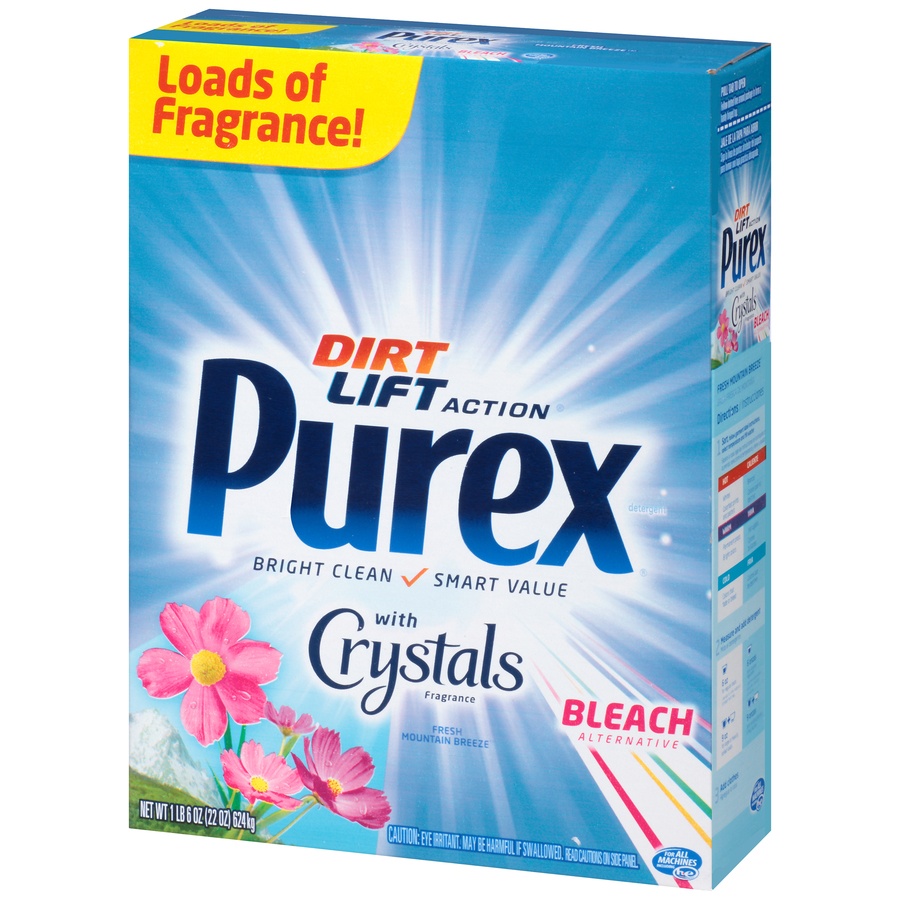 slide 5 of 7, Purex Dirt Lift Action with Crystals Fragrance & Bleach Alternative Fresh Mountain Breeze Laundry Detergent, 1.375 lb