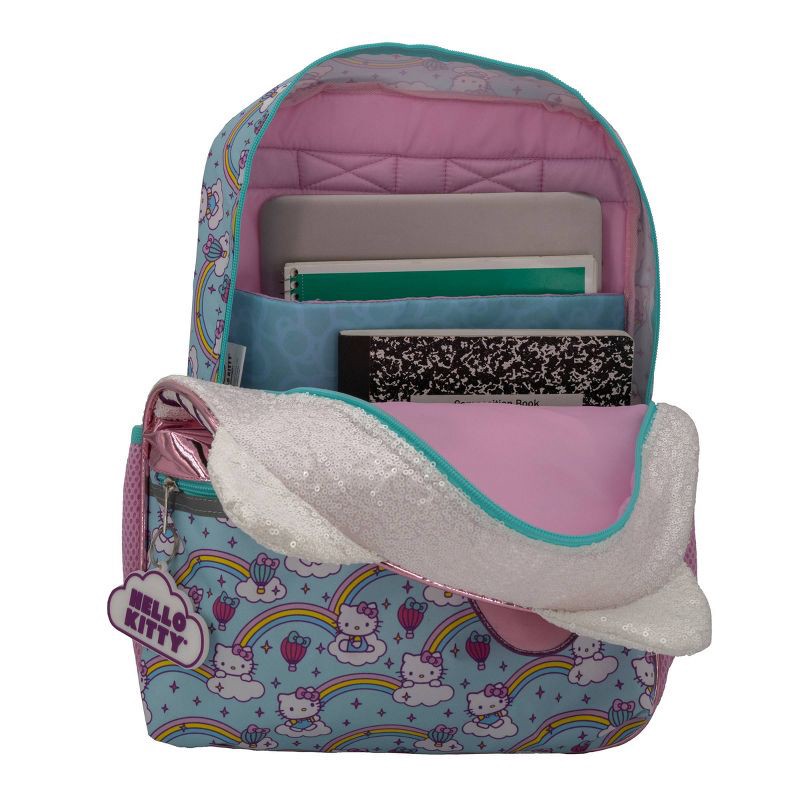 slide 4 of 4, Hello Kitty Kids' 16" Backpack - Rainbow Pink/Blue, 1 ct