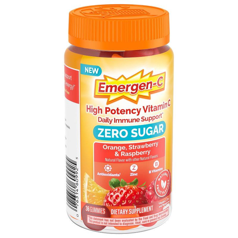 slide 2 of 10, Emergen-C Zero Sugar Assorted Fruit Gummy Vitamins - 36ct, 36 ct