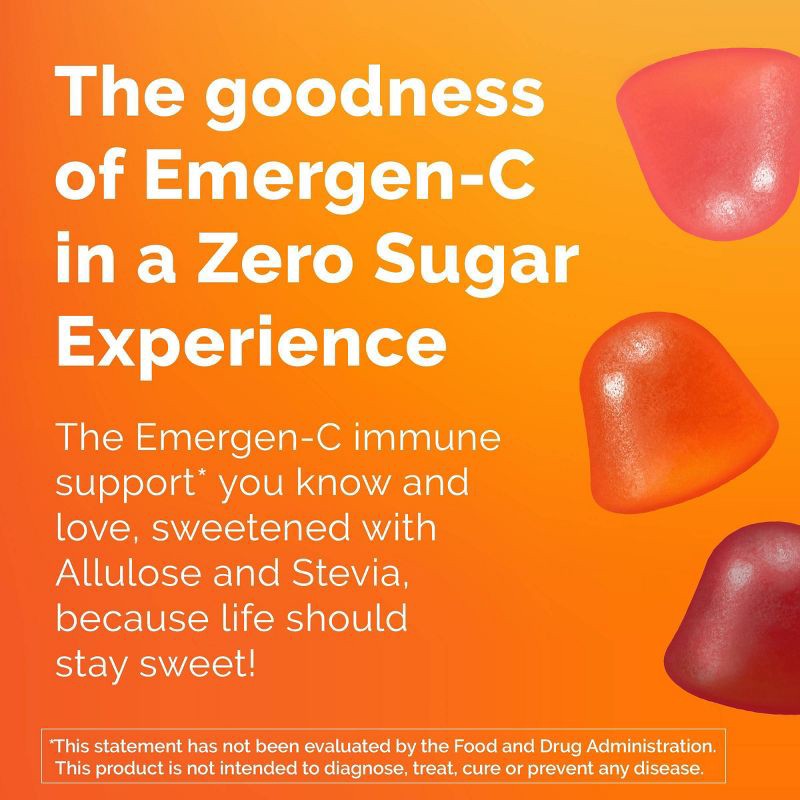 slide 3 of 10, Emergen-C Zero Sugar Assorted Fruit Gummy Vitamins - 36ct, 36 ct