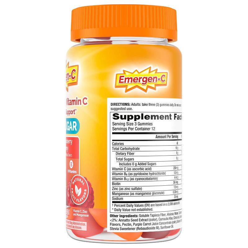 slide 9 of 10, Emergen-C Zero Sugar Assorted Fruit Gummy Vitamins - 36ct, 36 ct