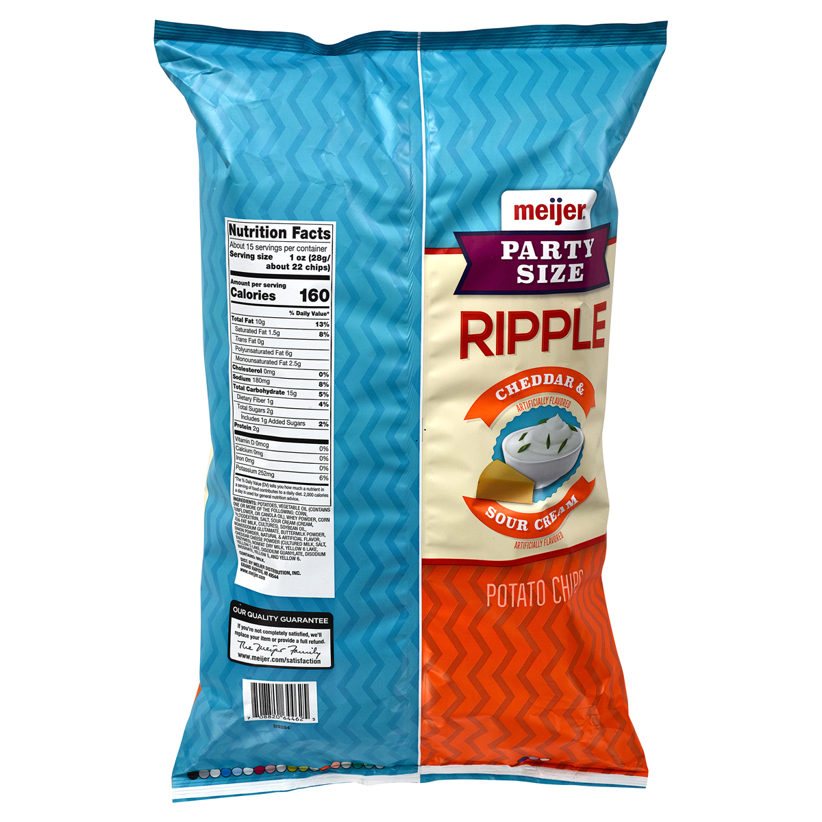 slide 2 of 2, Meijer Cheddar & Sour Cream Ripple Chips, Party Size, 14.75 oz