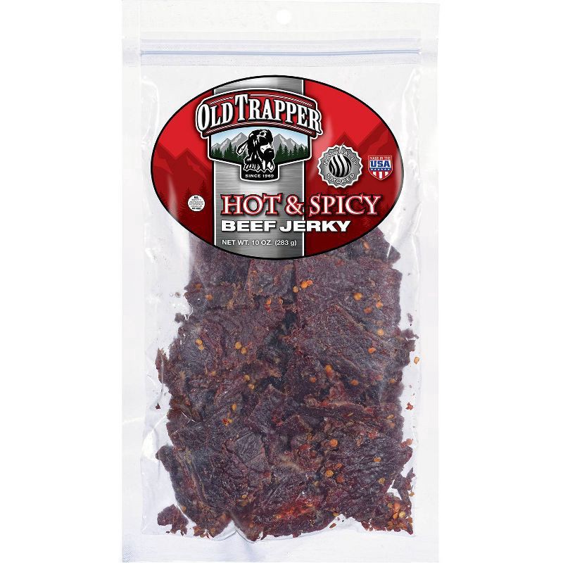 slide 1 of 9, Old Trapper Hot & Spicy Beef Jerky 10 oz, 10 oz