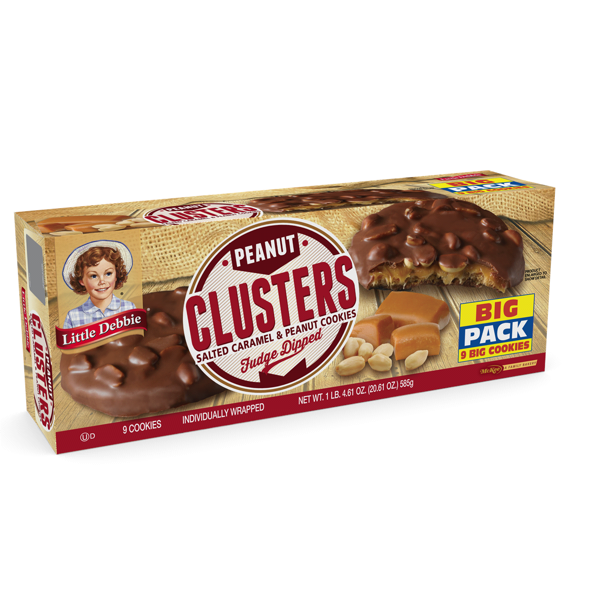 slide 2 of 3, Little Debbie Peanut Clusters Salted Caramel & Peanut Cookies, 20.61 Ounce, 20.61 oz