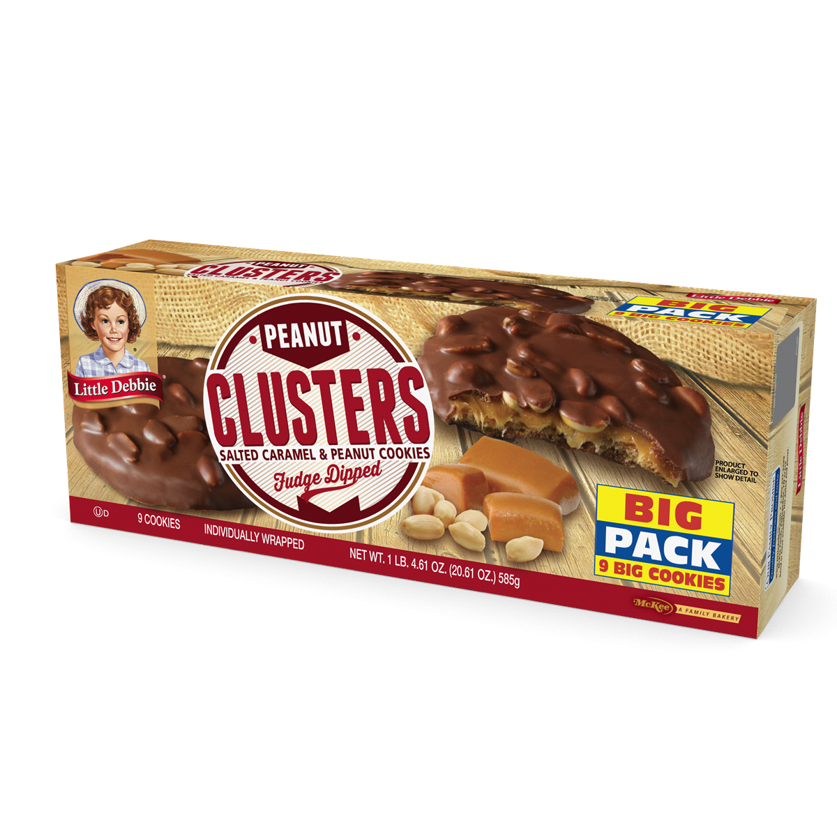 slide 3 of 3, Little Debbie Peanut Clusters Salted Caramel & Peanut Cookies, 20.61 Ounce, 20.61 oz