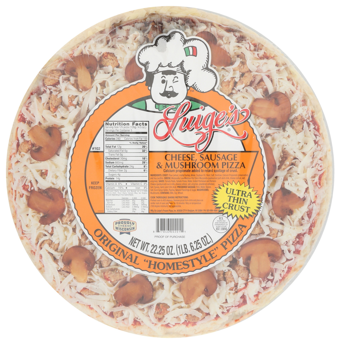 slide 1 of 9, Luiges Pizza, 22.25 oz