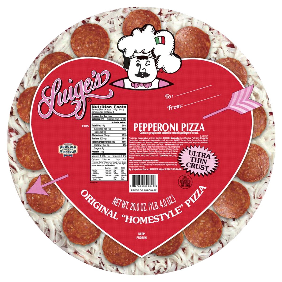 slide 9 of 13, Luigi's Pizza Cheese/Pepproni Pizza, 20 oz