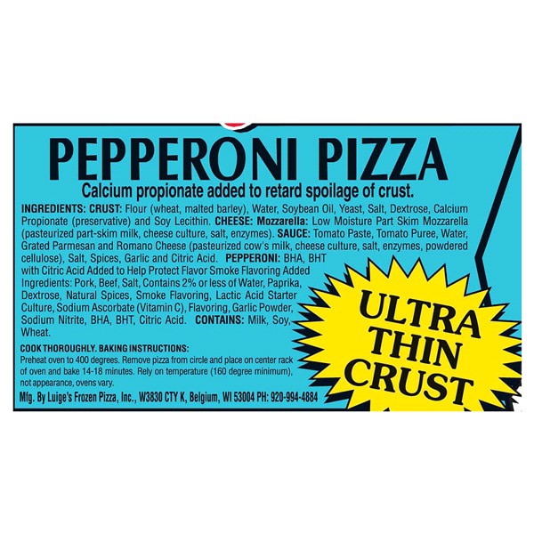 slide 11 of 13, Luigi's Pizza Cheese/Pepproni Pizza, 20 oz