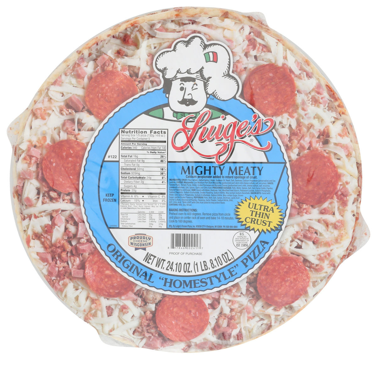 slide 1 of 9, Luigi's Luige's Pizza, Mighty Meaty, 24.1 oz