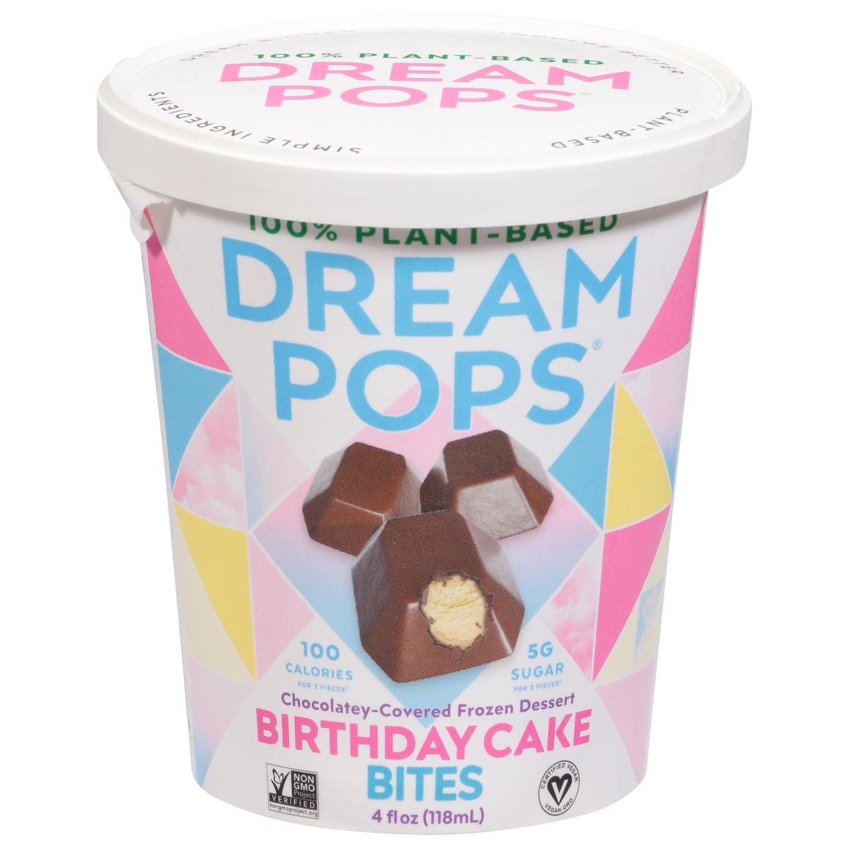 slide 1 of 9, Dream Pops Bites Chocolatey-Covered Birthday Cake Frozen Dessert 4 fl oz, 4 oz