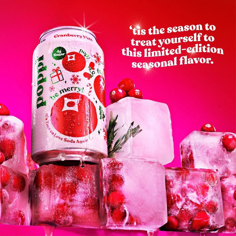 slide 3 of 6, Poppi Cranberry Fizz Prebiotic Soda - 4pk/12 fl oz Cans, 4 ct; 12 fl oz