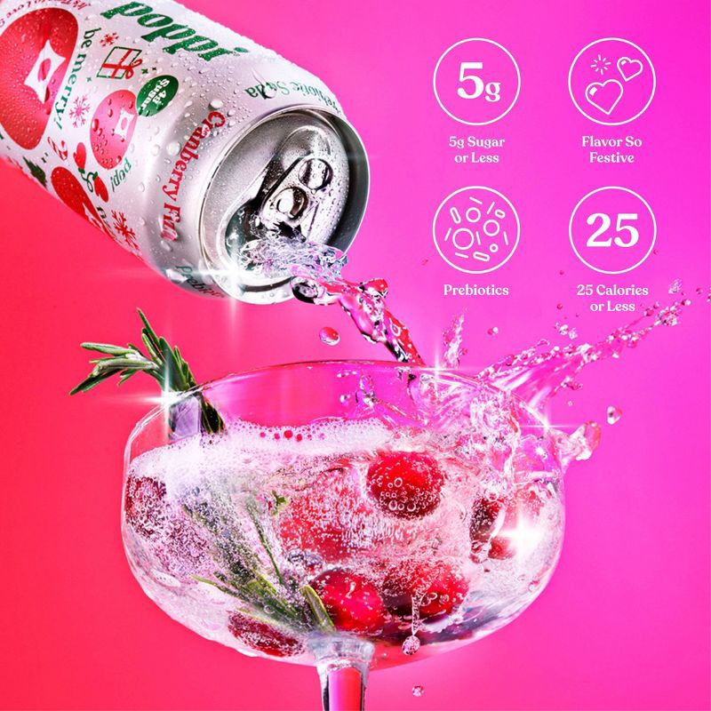 slide 4 of 6, Poppi Cranberry Fizz Prebiotic Soda - 4pk/12 fl oz Cans, 4 ct; 12 fl oz