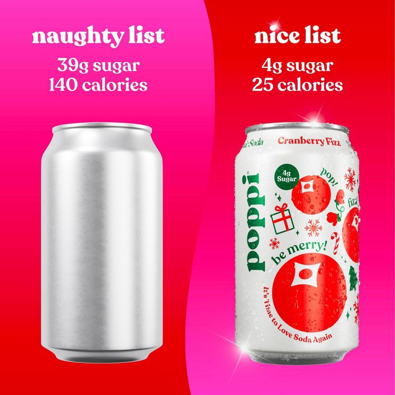 slide 5 of 6, Poppi Cranberry Fizz Prebiotic Soda - 4pk/12 fl oz Cans, 4 ct; 12 fl oz