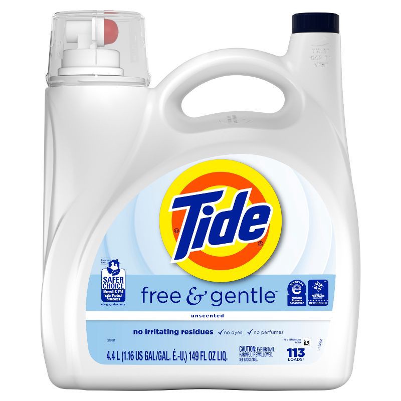slide 3 of 12, Tide Free & Gentle HE Compatible Liquid Laundry Detergent Soap - 149 fl oz, 149 fl oz