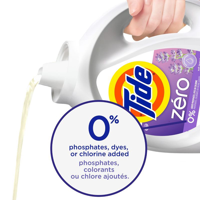 slide 3 of 8, Tide Zero Soft Lavender HE Deep Cleaning Concentrated Liquid Laundry Detergent 113 Loads - 149 fl oz, 149 fl oz