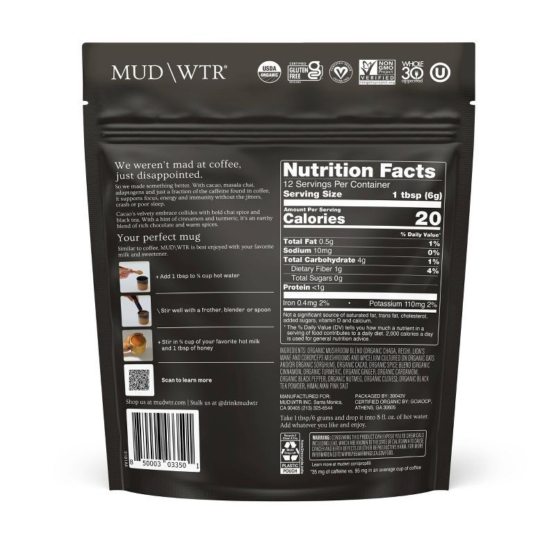 slide 2 of 5, MUD WTR :rise Cacao Original Mushroom Coffee Alternative - 12 servings, 1 ct