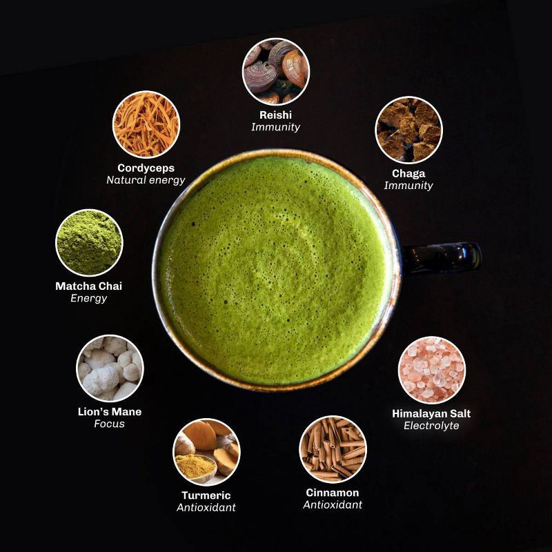 slide 5 of 6, MUD WTR :rise Matcha Mushroom Coffee Alternative - 12 servings, 1 ct