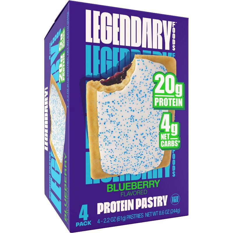 slide 1 of 10, Legendary Foods Gluten Free and Keto Friendly Protein Pastry - Blueberry - 8.6oz/4ct, 8.6 oz, 4 ct