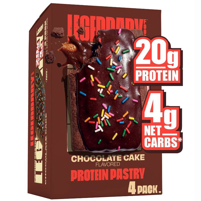 slide 1 of 9, Legendary Foods Gluten Free and Keto Friendly Protein Pastry - Chocolate Cake - 8.6oz/4ct, 8.6 oz, 4 ct