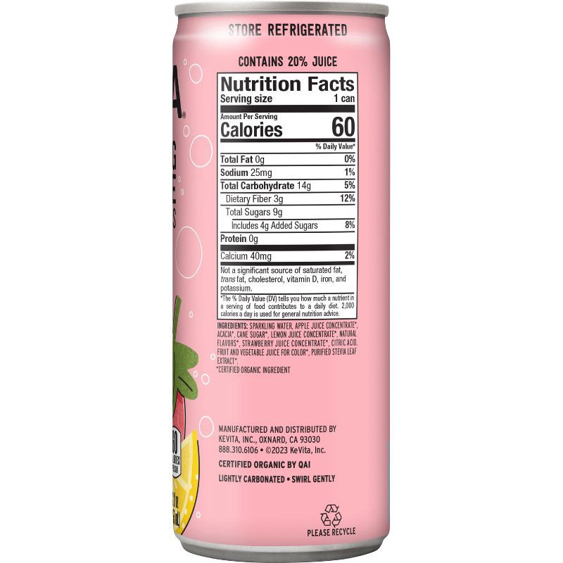 slide 2 of 5, KeVita Strawberry Sparkling Prebiotic Lemonade - 12 fl oz, 12 fl oz