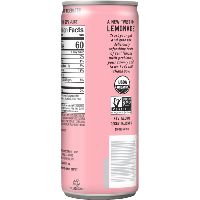 slide 3 of 5, KeVita Strawberry Sparkling Prebiotic Lemonade - 12 fl oz, 12 fl oz