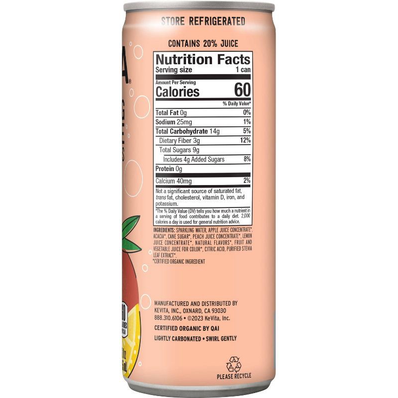 slide 2 of 4, KeVita Peach Sparkling Prebiotic Lemonade - 12 fl oz, 12 fl oz