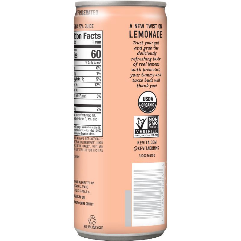 slide 3 of 5, KeVita Peach Sparkling Prebiotic Lemonade - 12 fl oz, 12 fl oz