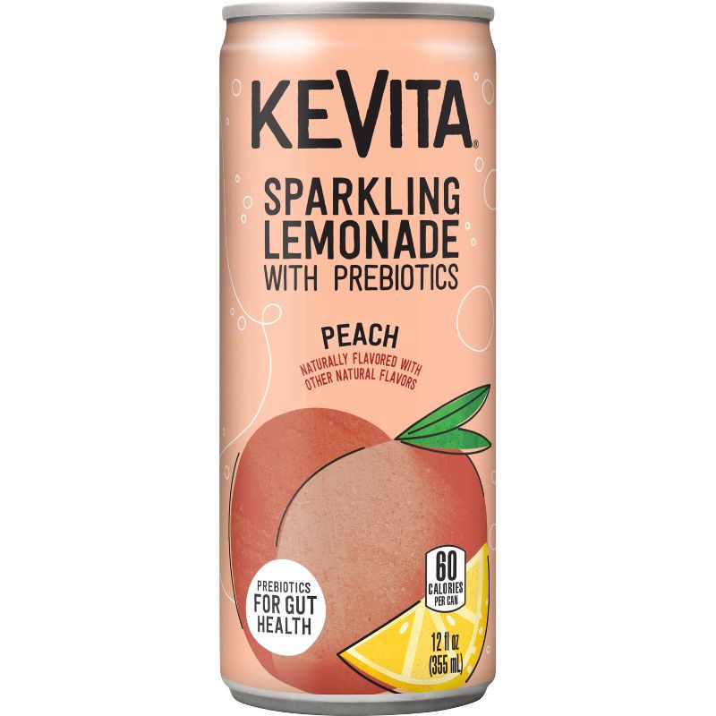 slide 1 of 5, KeVita Peach Sparkling Prebiotic Lemonade - 12 fl oz, 12 fl oz