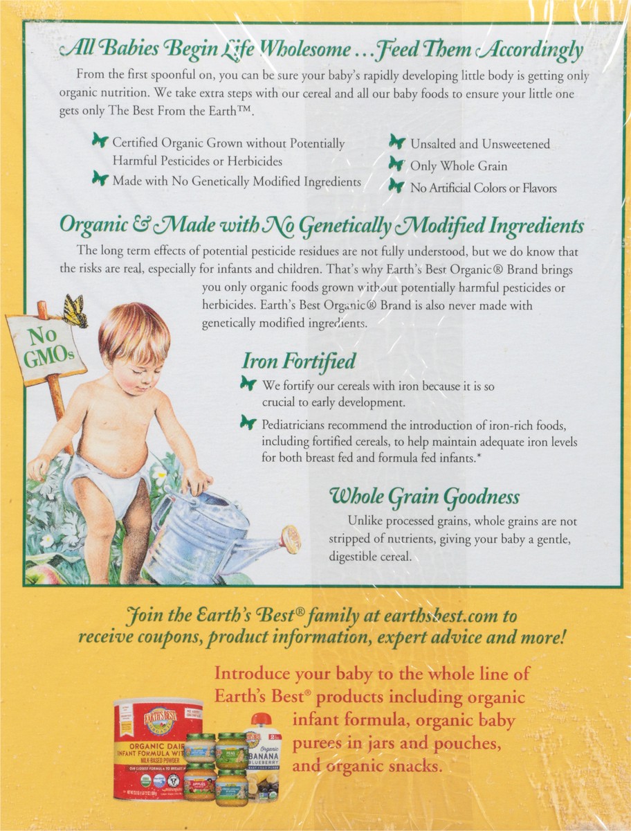 slide 5 of 9, Earth's Best Organic Whole Grain Oatmeal Cereal, 8 oz