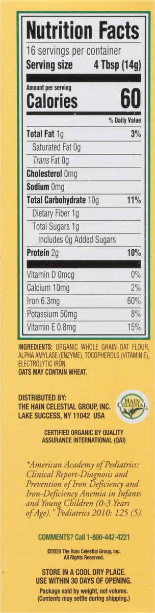 slide 8 of 9, Earth's Best Organic Whole Grain Oatmeal Cereal, 8 oz