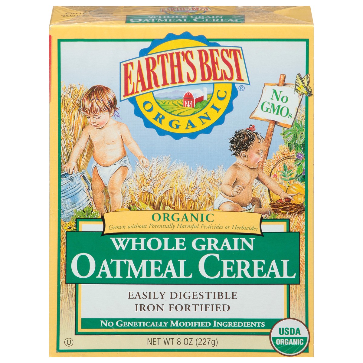slide 1 of 9, Earth's Best Organic Whole Grain Oatmeal Cereal, 8 oz