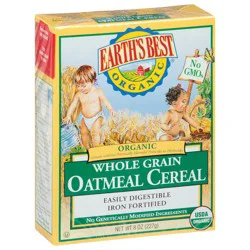 Earth's Best Organic Whole Grain Oatmeal Cereal 8 oz