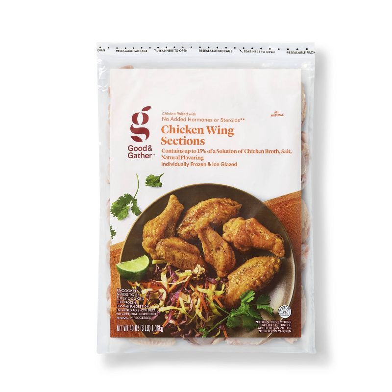 slide 1 of 4, All Natural Chicken Wings - Frozen - 48oz - Good & Gather™, 48 oz