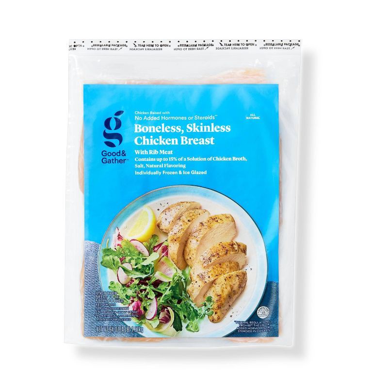 slide 1 of 4, All Natural Boneless Skinless Chicken Breast - Frozen - 64oz - Good & Gather™, 64 oz