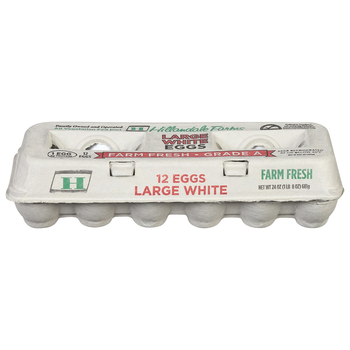 slide 1 of 4, Hillandale Farms Large White Farm Fresh Eggs 12 ea, 12 ct