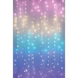 West & Arrow 4.2'x5' 112 LED Curtain String Lights Pastel USB/Battery Powered 8 Modes Indoor Use Clear Wire Remote Control