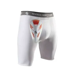 Shock Doctor Compression Shorts with Cup Adult - White L
