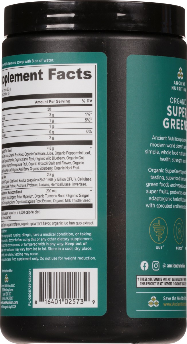 slide 4 of 9, Ancient Nutrition Organic Super Greens Mint Flavor, 1 ct
