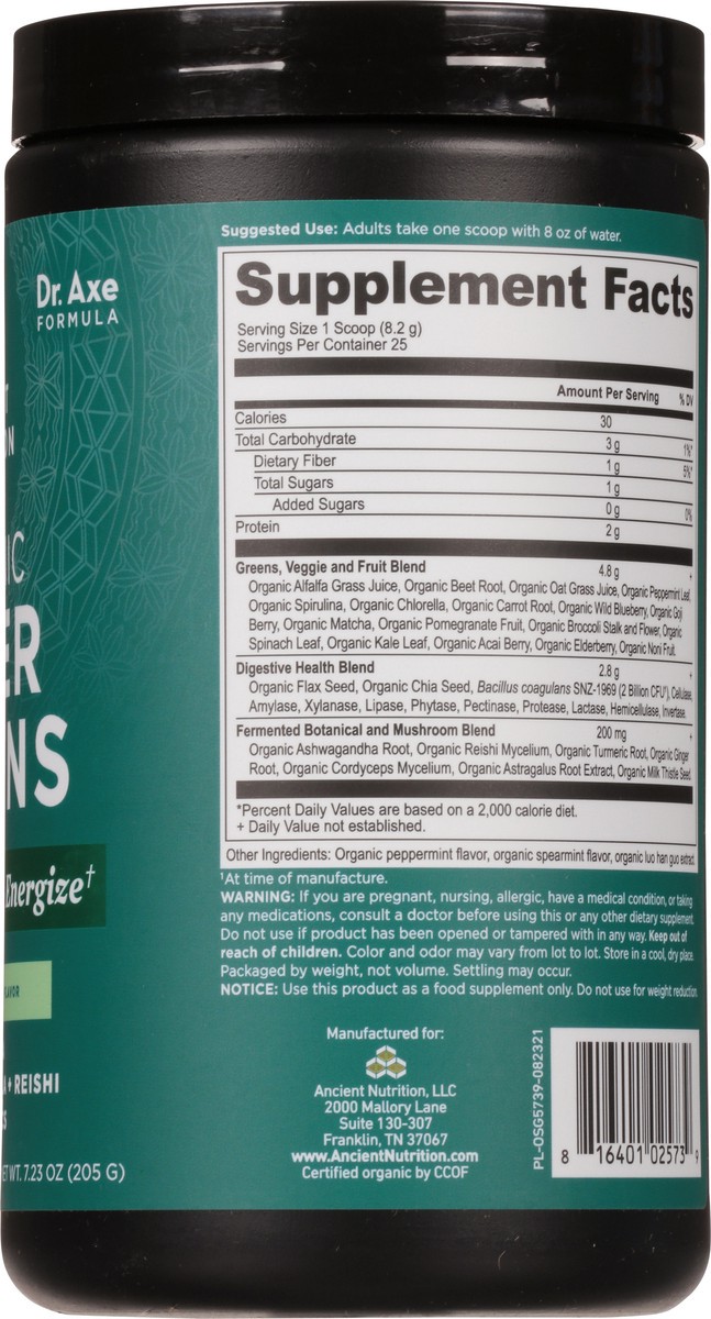 slide 2 of 9, Ancient Nutrition Organic Super Greens Mint Flavor, 1 ct