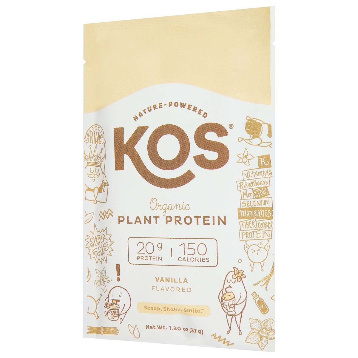 slide 3 of 9, KOS Organic Vanilla Flavored Plant Protein 1.30 oz, 1.3 oz