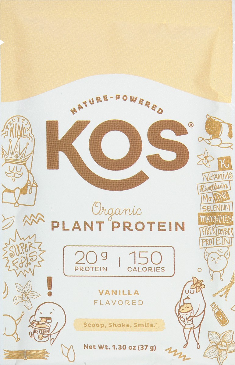 slide 4 of 9, KOS Organic Vanilla Flavored Plant Protein 1.30 oz, 1.3 oz